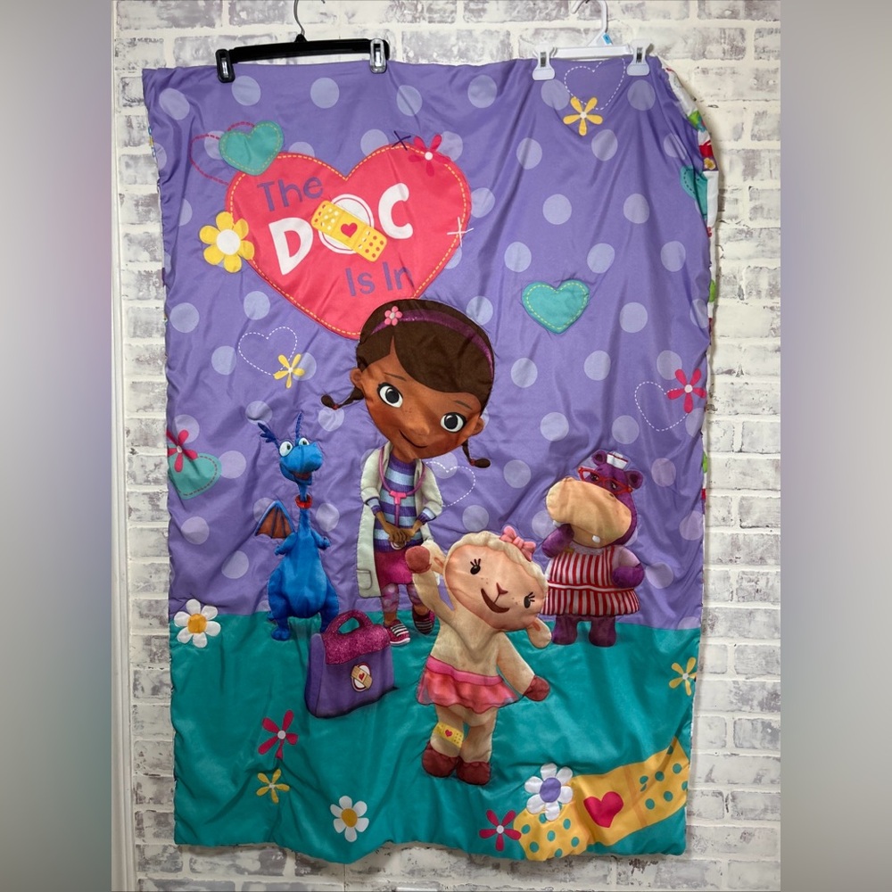 Disney Doc McStuffins Comforter Blanket 56x40 Reversible Purple Blue